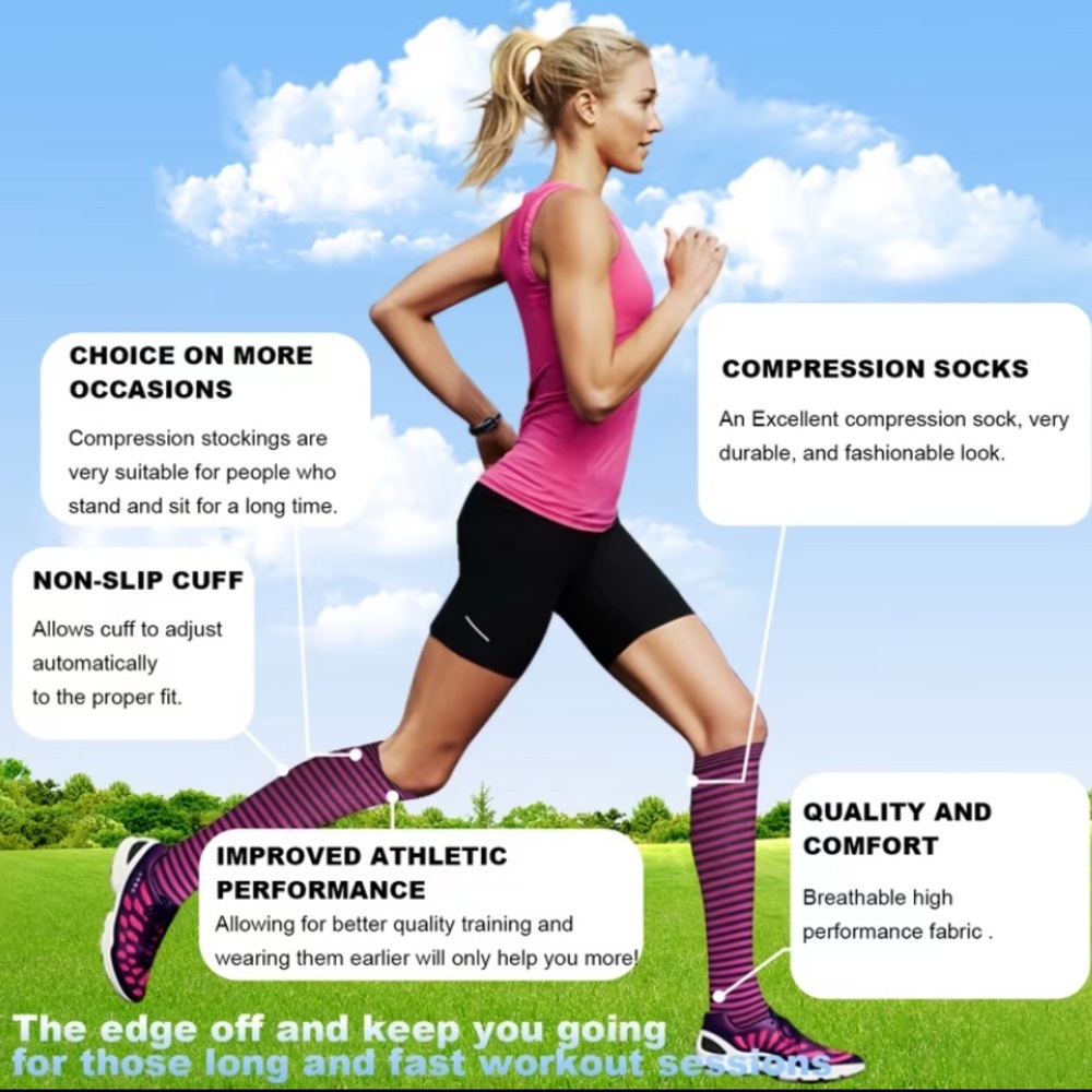 🆕 8 Pairs Knee High Compression Assorted Pattern… - image 4